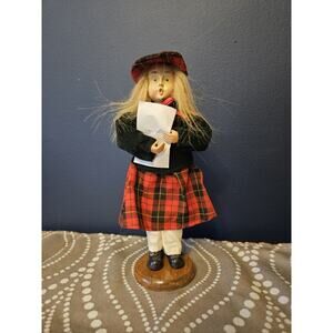 Byers Teen Girl Plaid Skirt Holding Music Singing Caroler Christmas